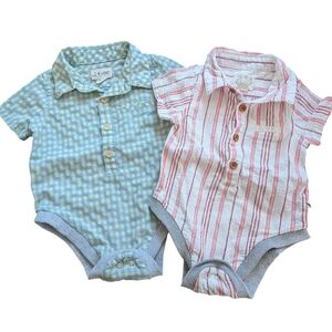 Bundle (2) Me & Henry Helford Woven Onesie 9-12 Months Bodysuit Preppy